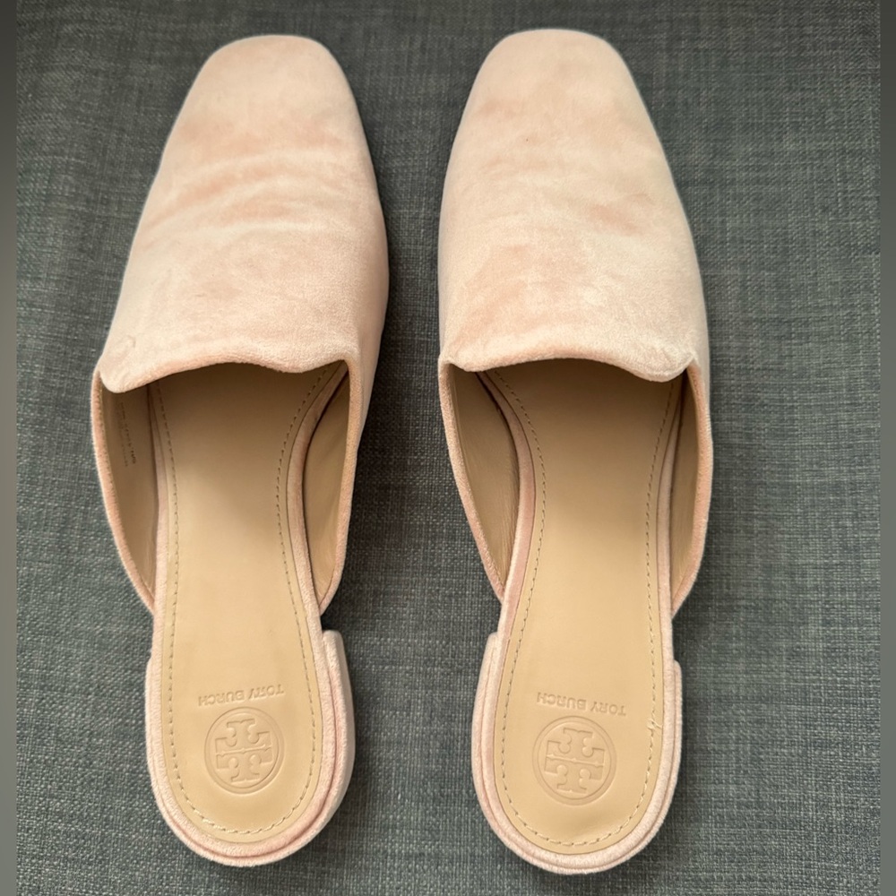 Tory Burch Blush Velvet Mules